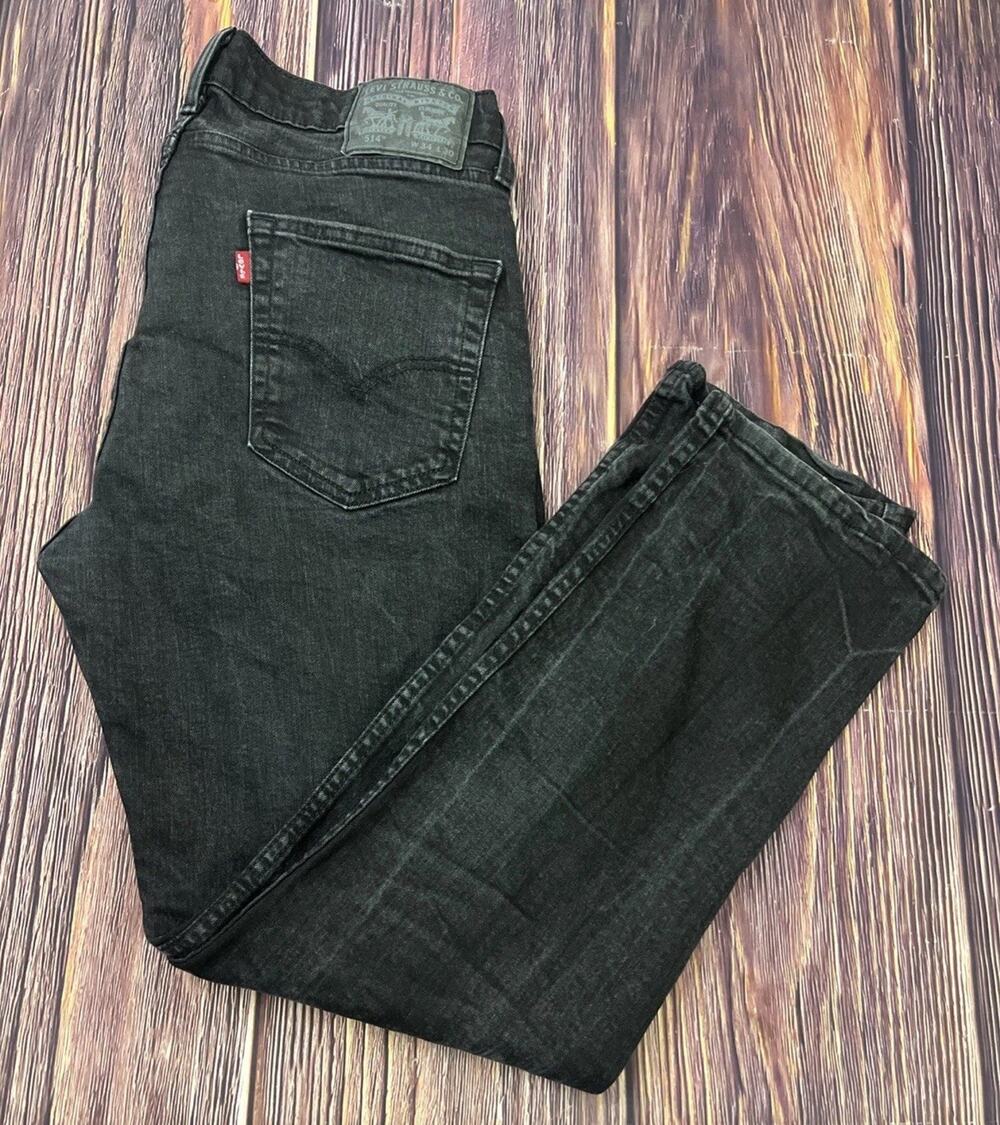 Levi's 514 Straight Fit Black Jeans Mens 34x30 (Actual 34x30)